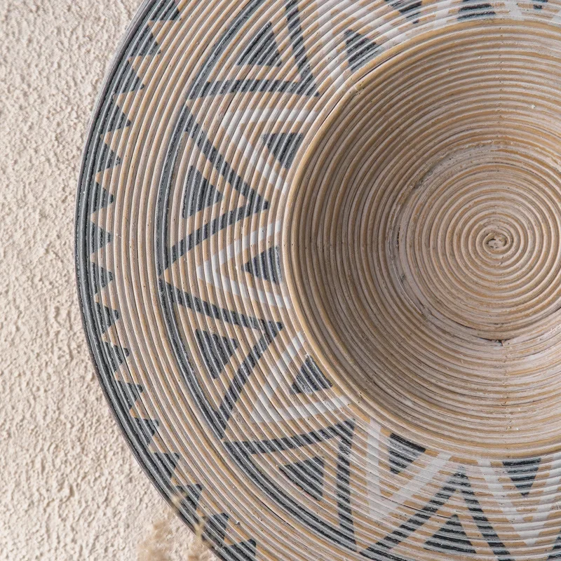 round wall background decoration factory guest restaurant pastoral ethnic style bamboo hand-painted wall
