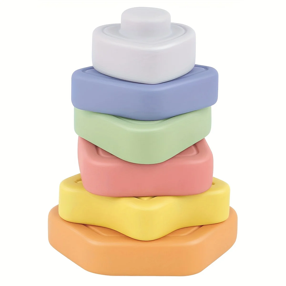 Baby Sorting Stacking Stacking Toys, Soft Rubber Blocks for Bath, Beach, Color Awareness Puzzle Toys, Perfect Gift for Holidays