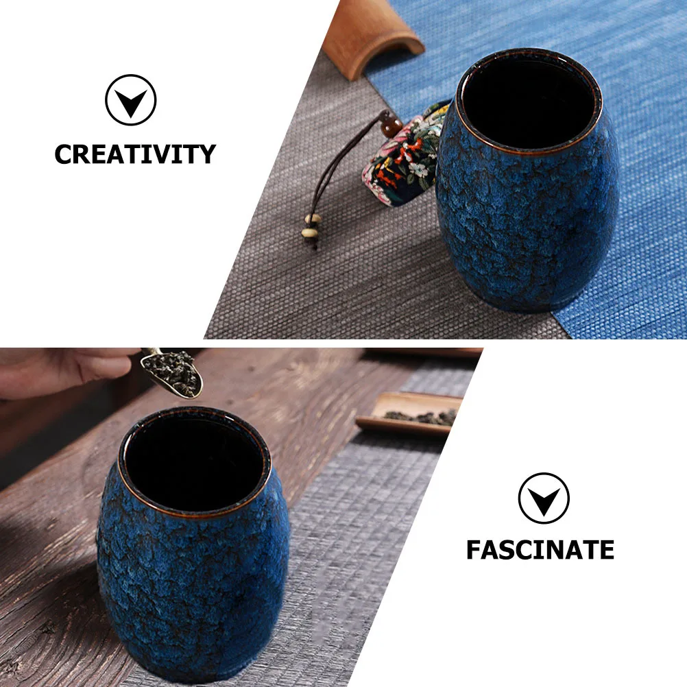 

Exquisite Ceramic Tea Storage Jar Waterproof Non Fade Sealed Canister for Loose Tea Herbs Spices Kitchen Organization