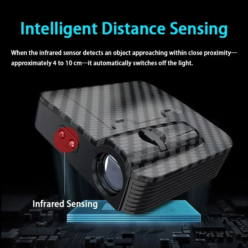 2/4pcs Car Door Projector Laser Car HD Door Projector, Auto Accessory, No Wiring Required, Battery-Powered, Wireless HD - view 3