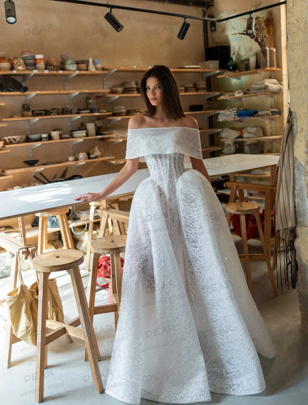 

Очаровательные кружевные свадебные платья, женские свадебные платья из тюля с открытыми плечами и аппликацией без рукавов, Vestidos De Novia по индивидуальному заказу