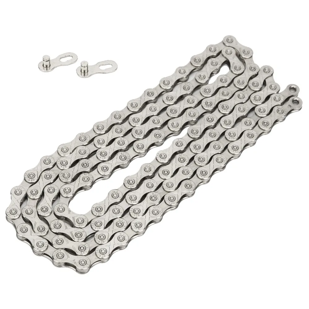 

10 Speed Bike Chain 1/2" x 11/128" Steel Bicycle Chain Silver 116 Links Mountain Bike Accessories for Mountain/ Road Bike