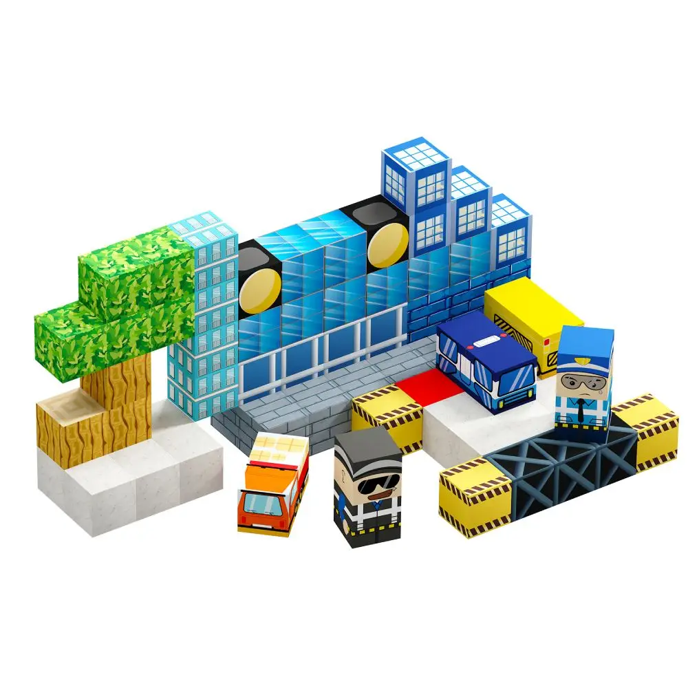 

80 шт. магнитных строительных блоков «Полицейский участок» | Обучающая STEM-игрушка для детей