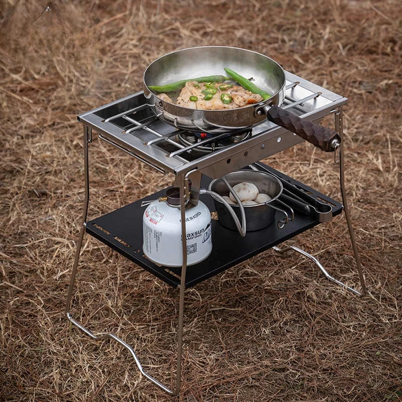 

Camping Stove Table IGT System Stainless Steel Picnic Folding Storage Shelf Outdoor Folding IGT Table One Unit Board