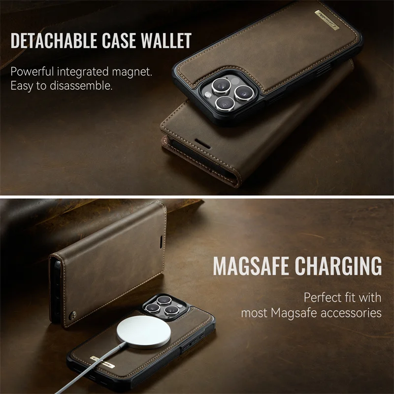 Magnetic PU Leather Flip Card Wallet Phone Case For iPhone 11 12 13 14 15 16 17 Pro Max Plus For Magsafe Wireless Charging Cover