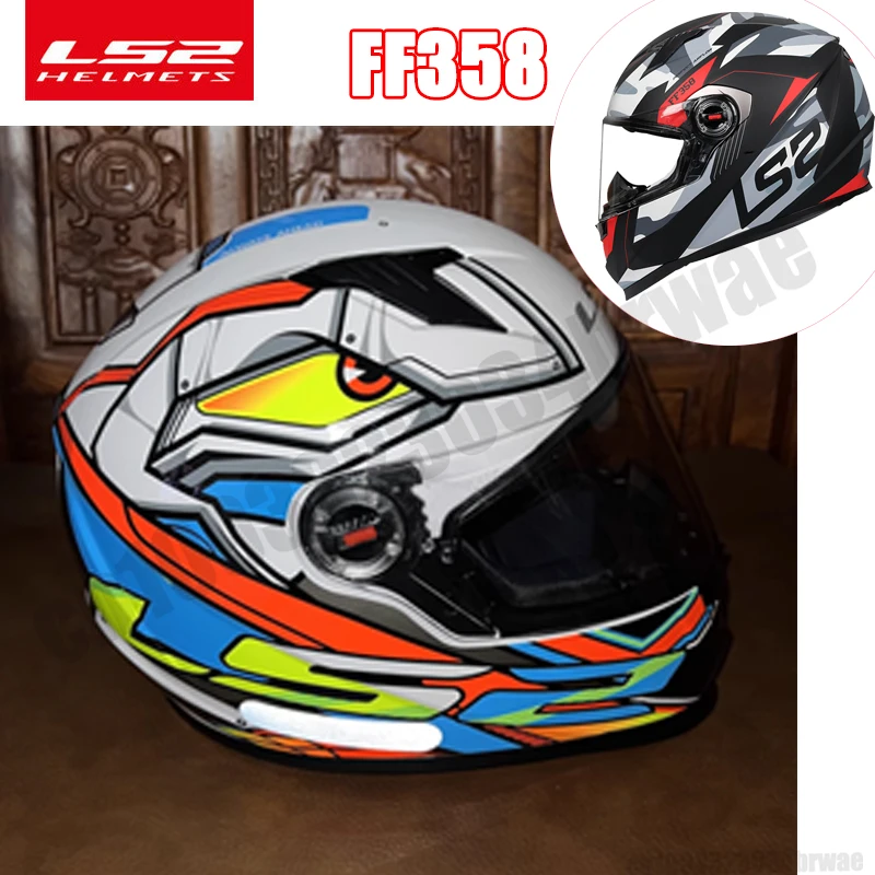 LS2 خوذة دراجة نارية كاملة الوجه للرجال والنساء لجميع المواسم خوذات كارتينغ مضادة للضباب خوذة دراجة نارية 3C شهادة FF358 Capacete