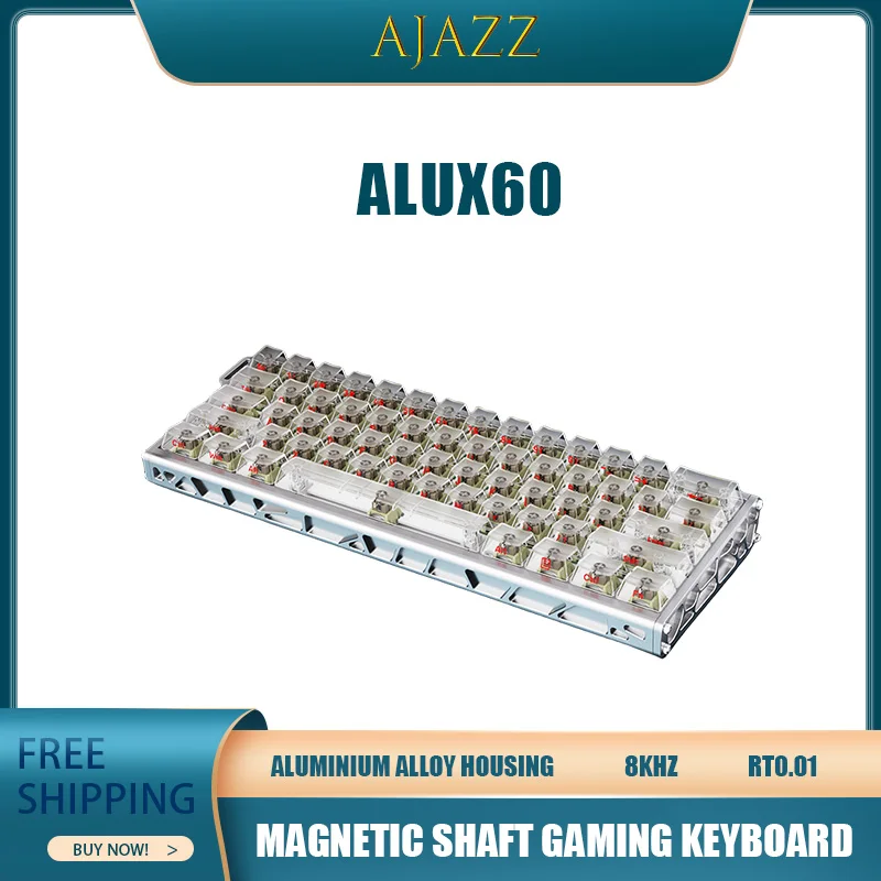 

Механическая клавиатура Ajazz Alux60 с магнитной осью, алюминиевый сплав, настройка с ЧПУ, RGB, горячая подключение, 60% массив, киберспорт, игровой подарок