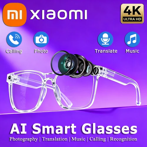 Gafas de cámara inteligente Xiaomi, lentes fotocromáticas multifunción 4K, llamadas Bluetooth, asistente de voz, reproductor de música, traducción