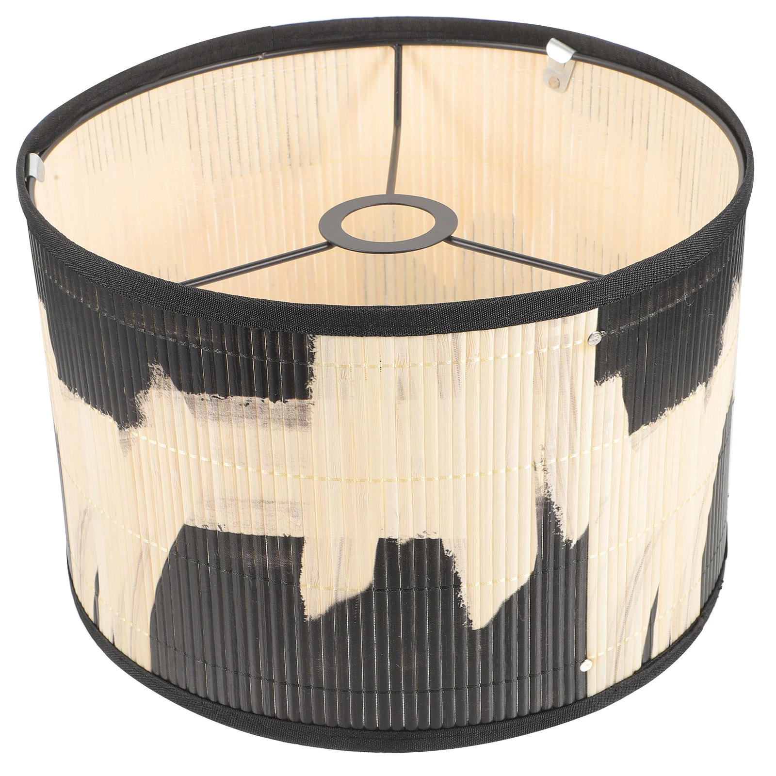 

Bamboo Lampshade Printed Boho Style Floor Chandelier Table Lamp Drum Shade Decor Replacement Hanging Woven