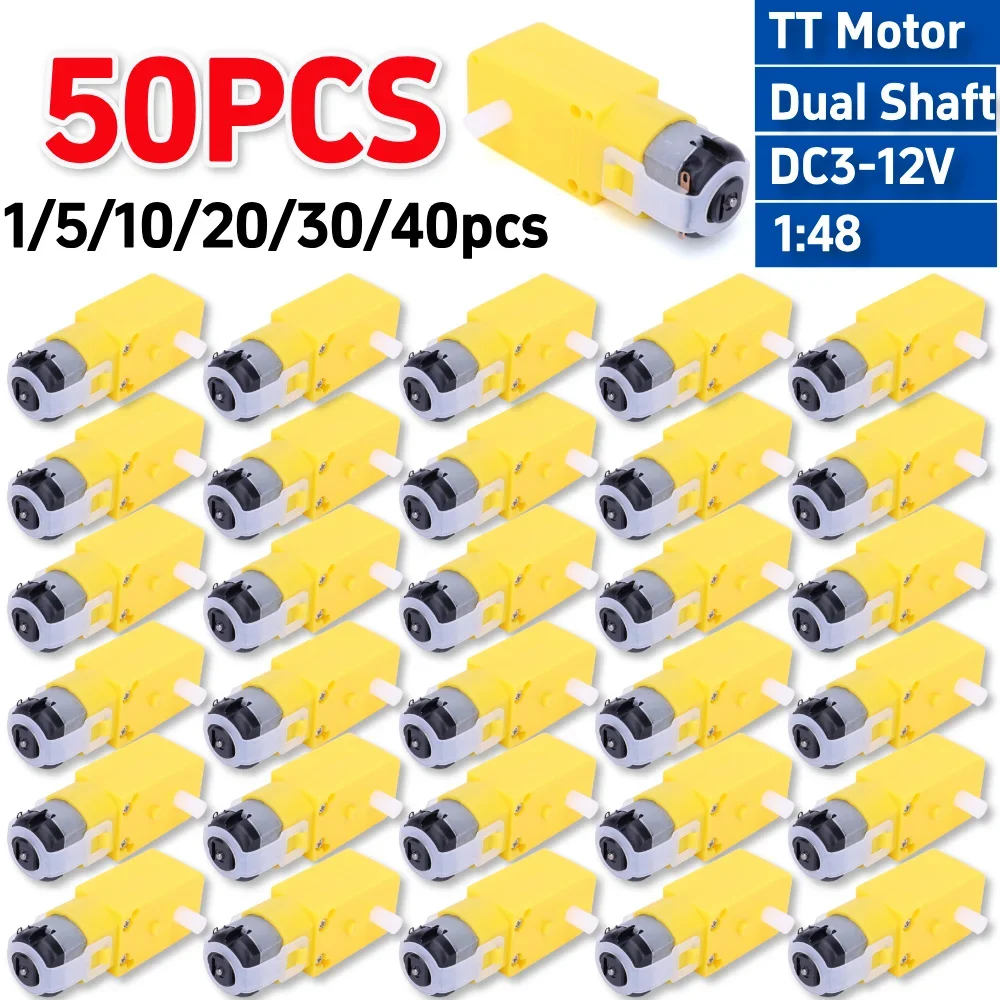 1-50Pcs TT Motor 130motor Dual Shaft Geared Smart Car Robot Gear Motor for Arduino DC3-12V Gearbox Motor Added EMC