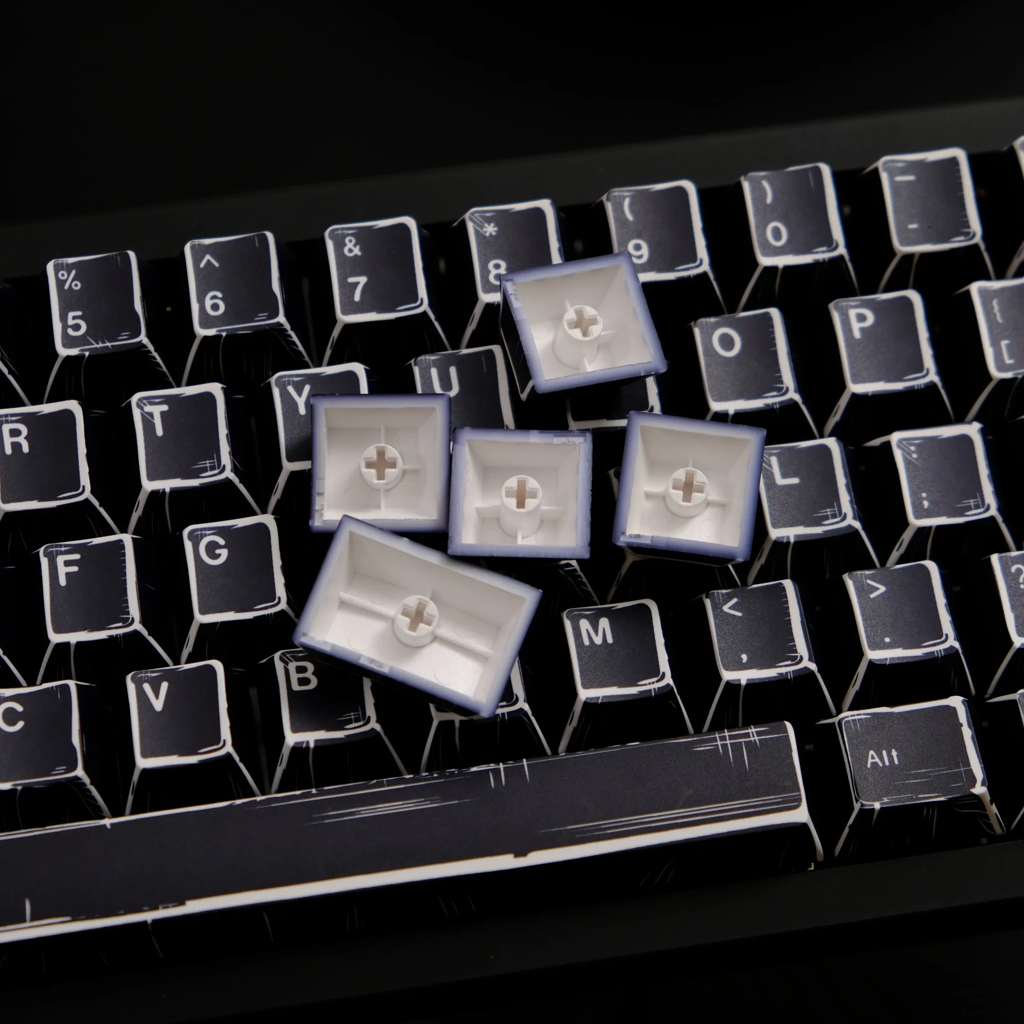 Comic Black Keycaps  PBT Cherry Profile 151 keys Five-sided Dye Sub For Mechanical Keyboards ISO Layout 7U Space bar HI75
