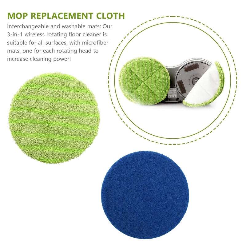 Replacement Pad For Cordless Electric Rotary Mop Sweeper Wireless Electric Rotary Mop Replacement Scrubber Pad Including 8 Micro