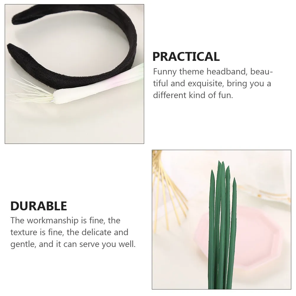1Pcs Playful Green Onion Wash Face Hair Band Polyester Lightweight Non-Slip Headband for Women Facial Cleansing Makeup Prep Home