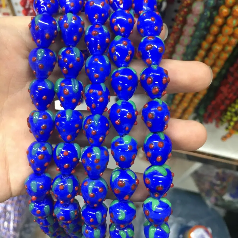 Wholesale Glass Multicolor Strawberry Bead Lampwork Glass Loose Beads For Jewelry Making DIY Bracelet Necklace Craft Accessroeis