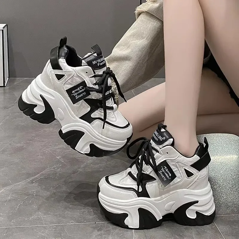 High Platform Sneakers Women 2023 Thick Sole Sports Ladies Trainers Vulcanized Shoes Woman Chunky Sneakers Zapatillas Mujer 10CM