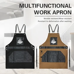 NEW Salon Leather Hairdressing Shawl Barber Artist Apron Hairdresser Cape with Pockets Waterproof Restaurant Work Cloth