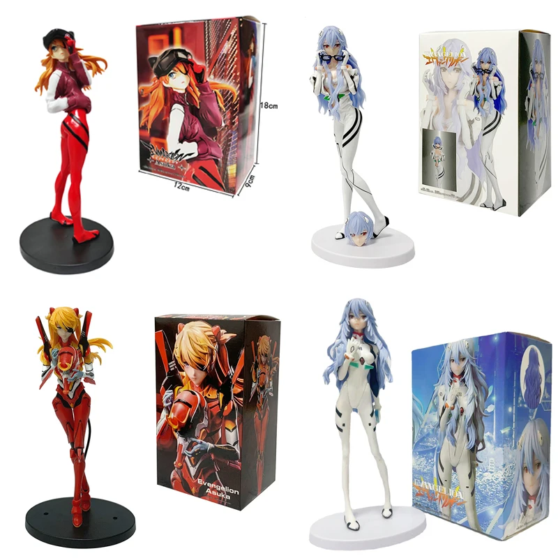 Anime PVC Asuka Long Hair Blue Ayanami Handmade Theater Version Final Character Figurine Desktop Decoration Model Ornament Gift