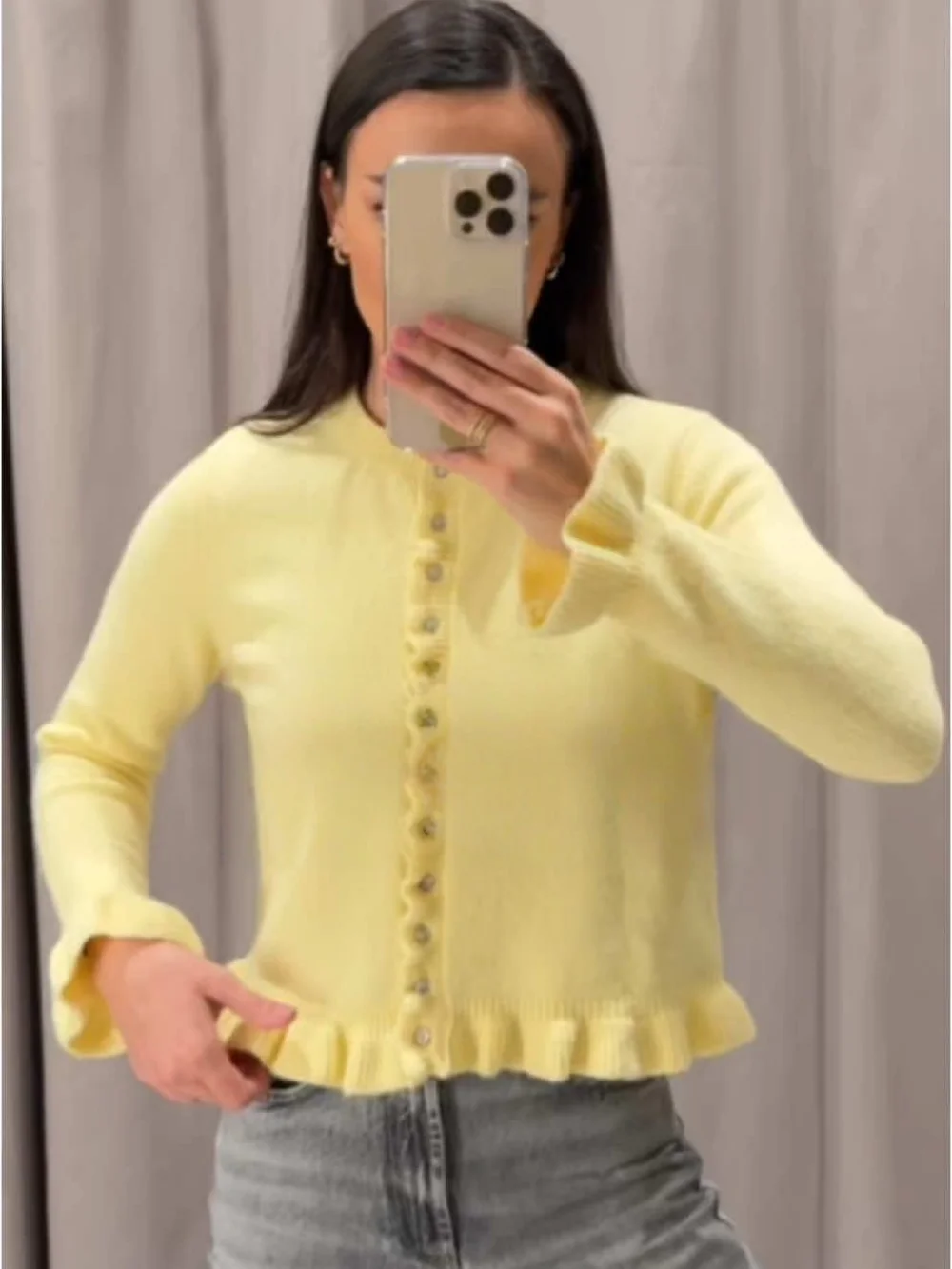 

Женский желтый вязаный кардиган с круглым вырезом и длинными рукавами, шикарный, милый, весенне-осенний, модный, 2025 г.