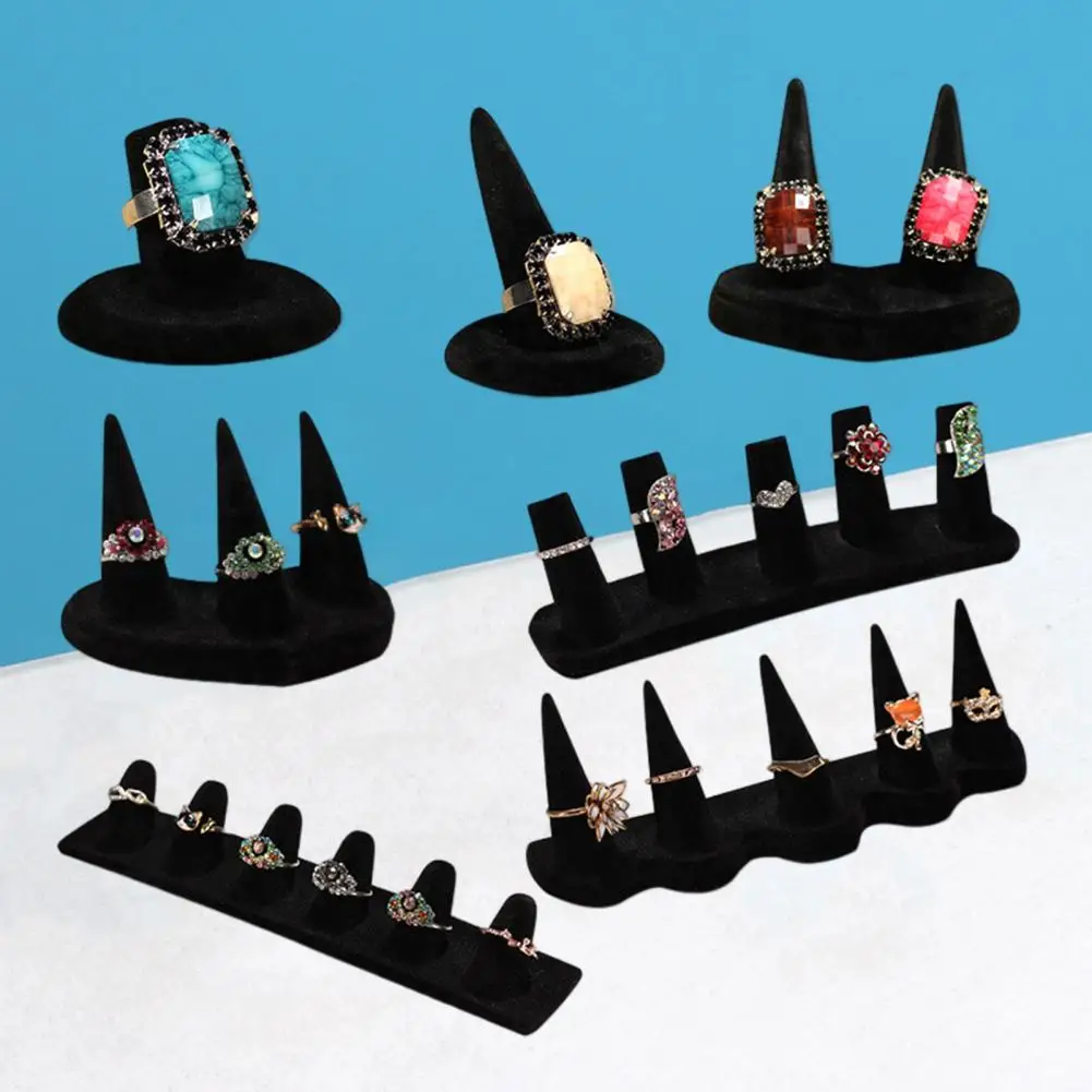 

Ring Display Stand Wear Resistant Reusable Fine Texture Space-saving Resin Triangle Conical Style Jewelry Finger Ring Stand for