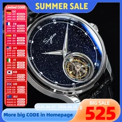 2023 Sugess Tourbillon Mens Watch Tianjin ST8230 Movement Blue Aventurine Stone Luxury Mechanical Hand Wind Watches Crocodile