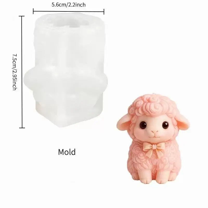 3D Niedliche Schaf-Silikonform für Schafkerzen, Seifen, Harz, Gips, DIY-Aromatherapie-Bastelarbeiten & Liebliches Wohndekor-Geschenk – Detail 1