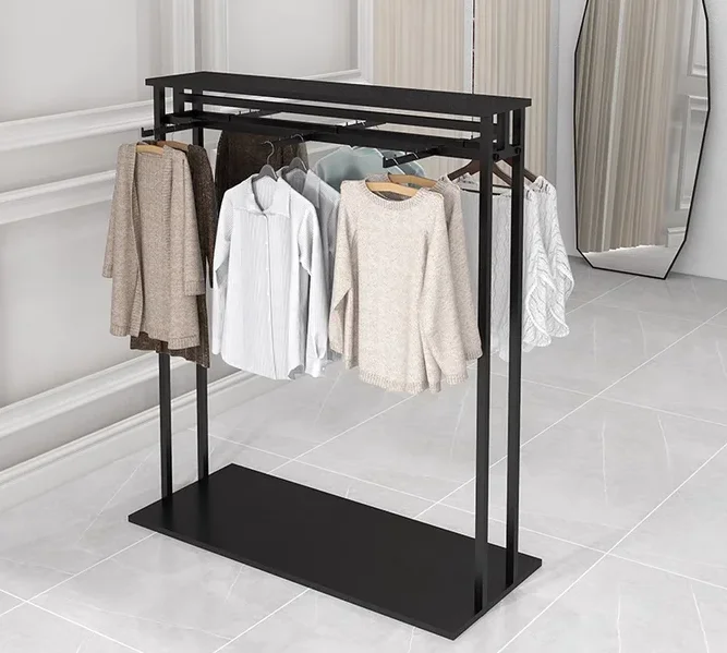 Double row front hanging display rack for men\'s and women\'s clothing pants display rack in clothing store