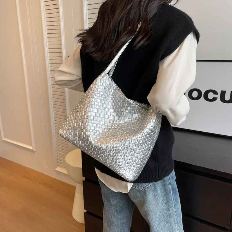 2024 Luxury Designer Woven Solid Color Tote Bags for Women Shopping Bag New Style Fashion Large Capacity Shoulder Bag Handbag