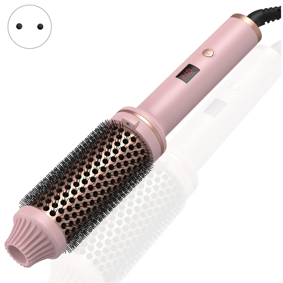 

Heated Styling Brush 3-In-1 Ionic Hair Curler/Straightener with Anti-Scald Nylon Bristles Electric Curler Wand US PLUG