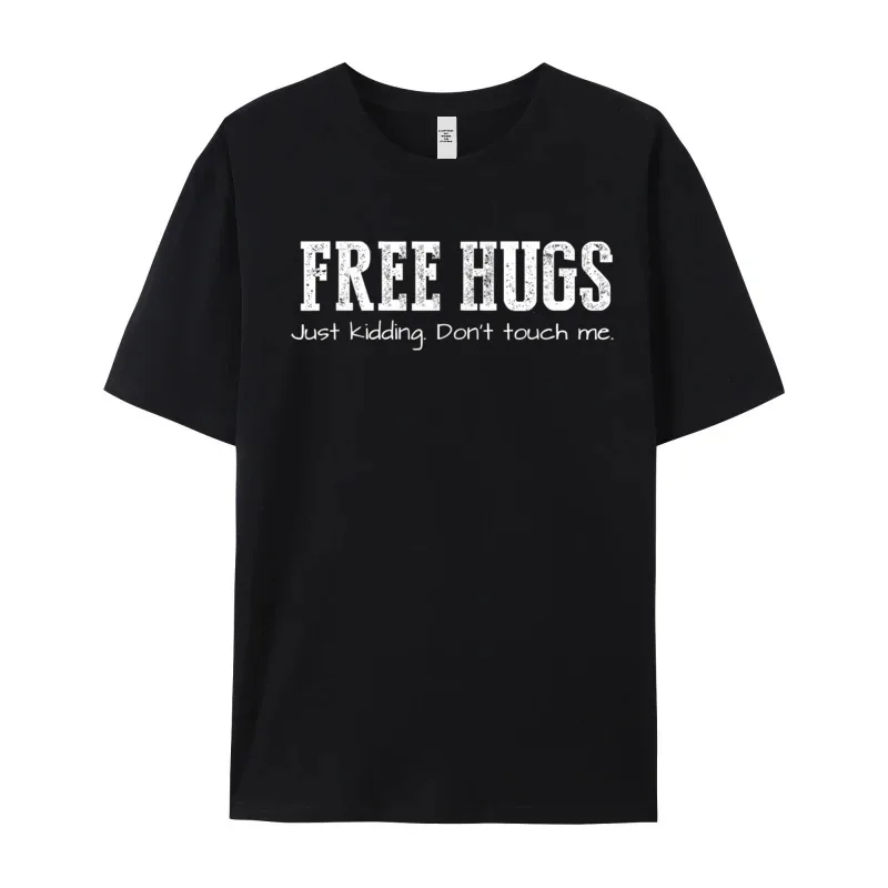 Short Sleeve Tops Tees Outdoor Crew Neck Pure Cotton Female T Shirts Funny Sarcastic Free Hugs T-Shirt Slogan Tees Funky