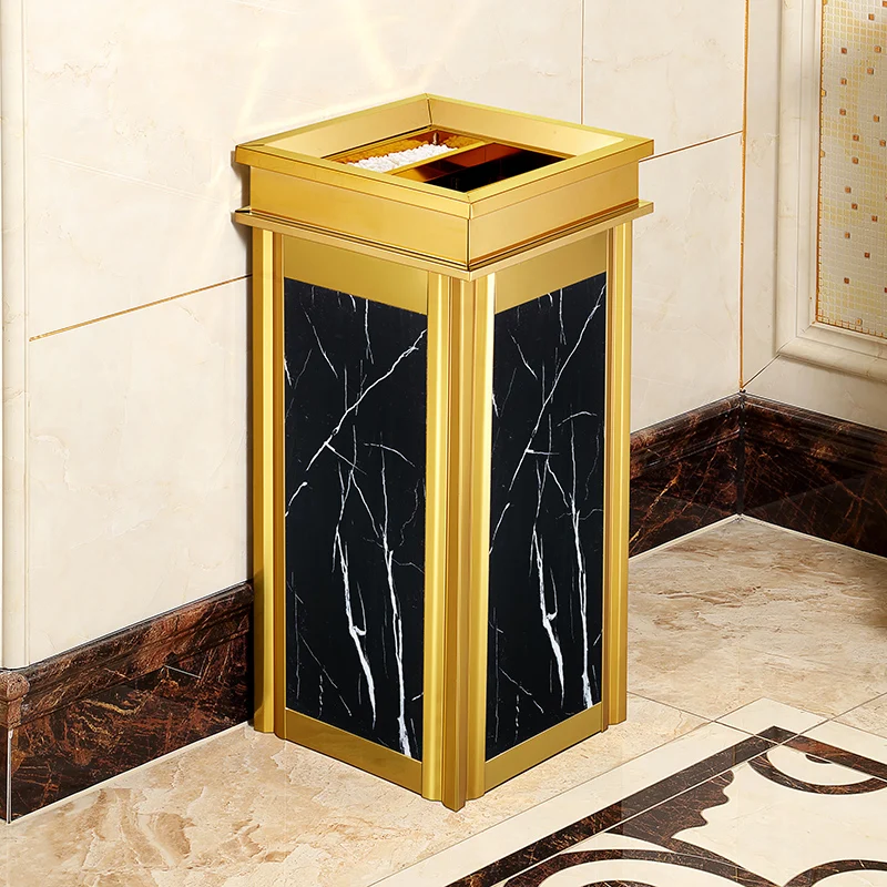

Steel Outdoor Garbage Bin Large Modern Luxury Aesthetic Waste Bin Recycle Metal Golden Design Poubelle Cleaning Accessories Gift