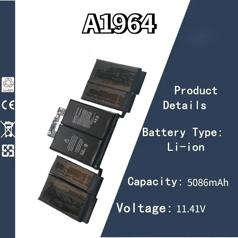 

A1964 Аккумулятор для ноутбука Apple Macbook Pro 2018 13 дюймов EMC3214 A1989 Сменный аккумулятор большой емкости 11,4 В 5086 мАч
