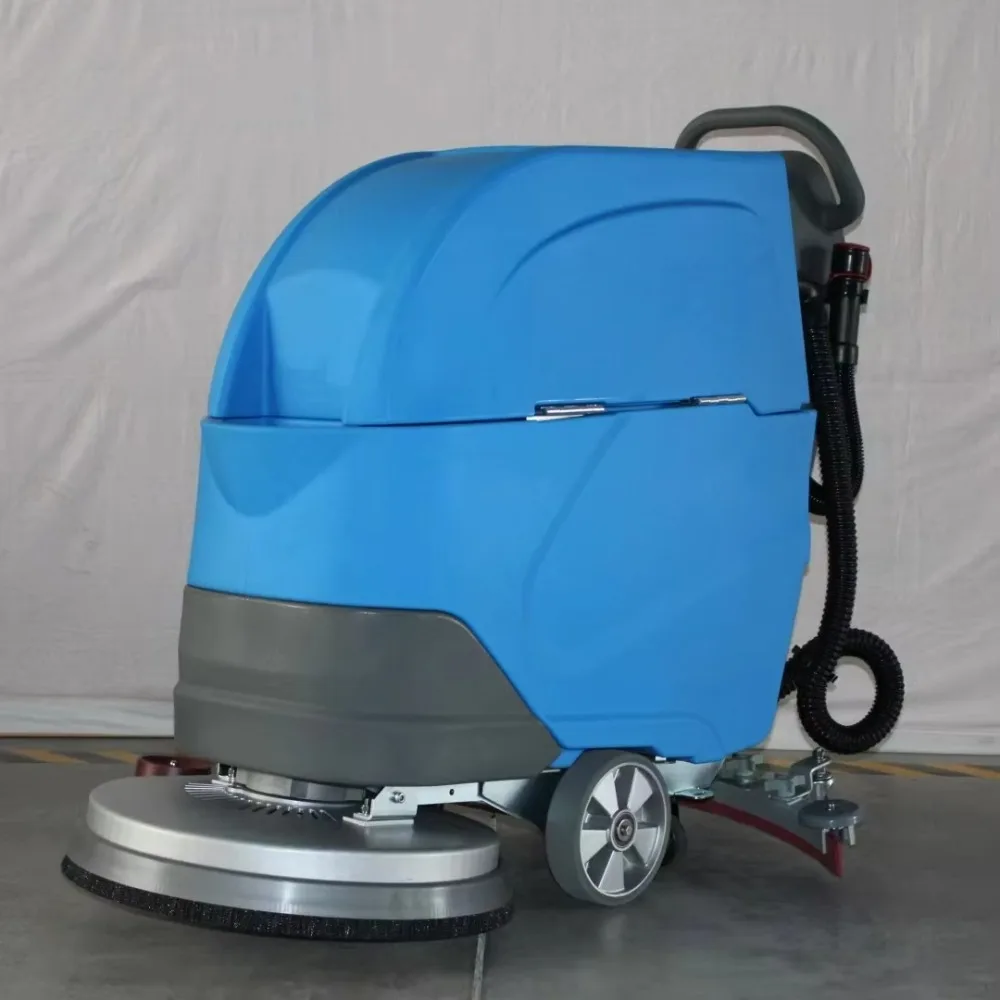 Mini Industrial Walk Behind Floor Scrubber, Blue Electric Battery Wet Dry Cleaning Machine, New Design Efficient Wash Equipment