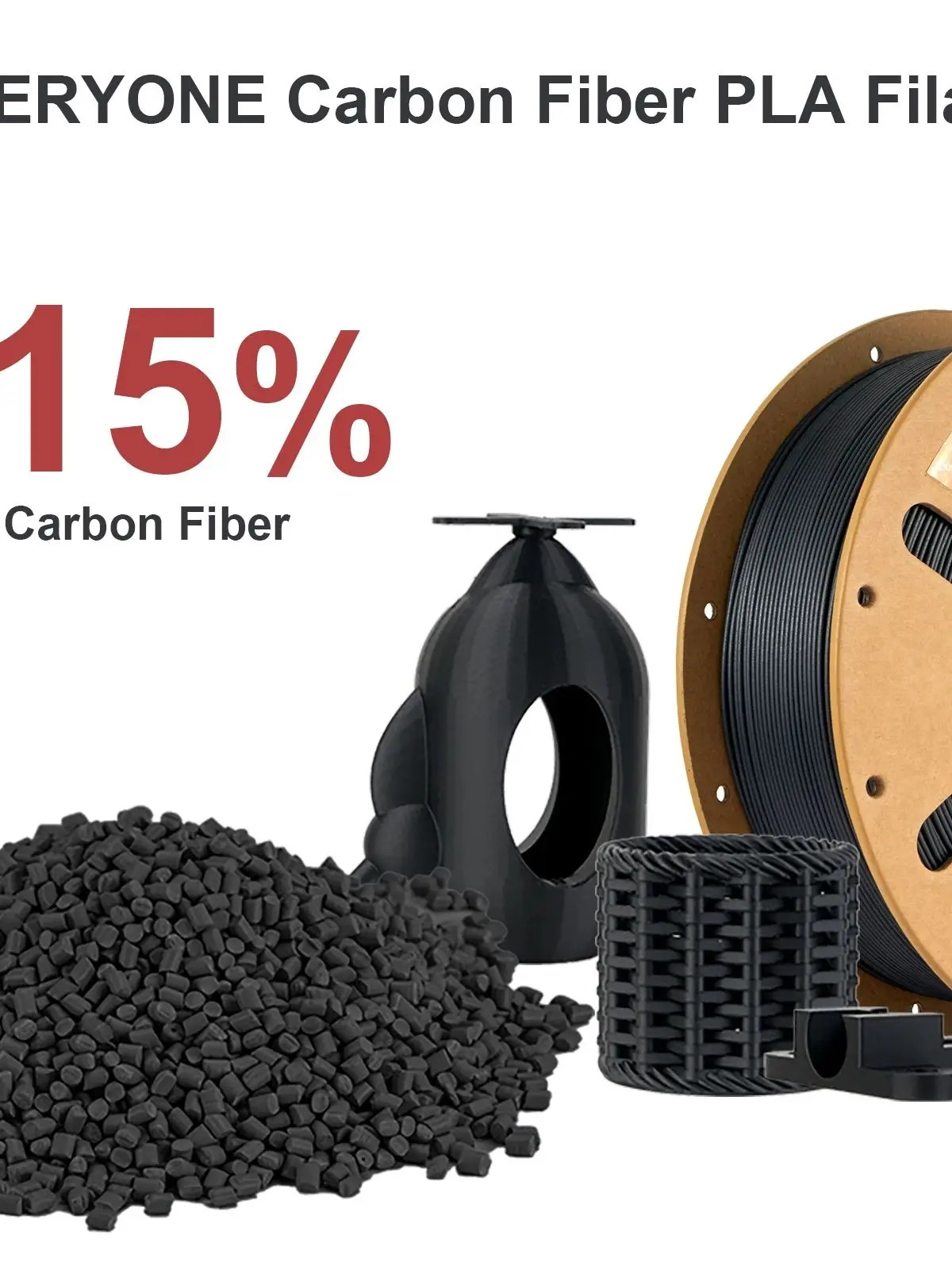 Eryone 5KG PLA Carbon Fiber Filament Premium Grote Uitverkoop 3D-print zwart, PLA-CF filament 1kg/spoel - afbeelding 2