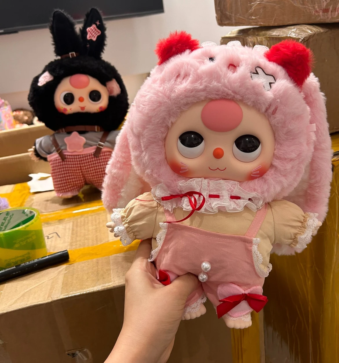 In Stock Blind Box Shanghai Limit Bady Three 400% Lop Ear Rabbit Black Bear Vinyl Doll Room Collection Decoration Toy Xmas Gift