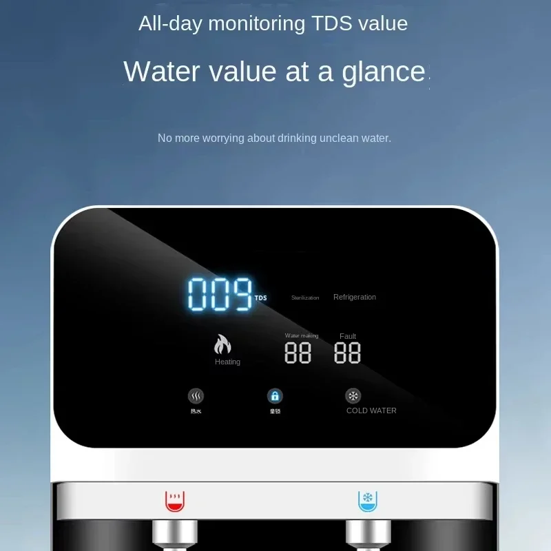 

-Factory OEM Commercial Vertical Cold And Hot Water Dispenser Hydrogen Rich Water Purifier Reverse Osmosis Filtration