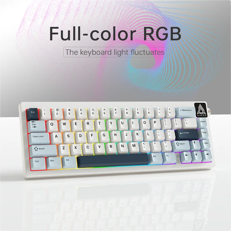 Ajazz Ak650 Wired Mechanical Keyboard Volume Knob Gasket Structure Full Key Hot Swappable Full-Color Rgb Effect Game Keyboards