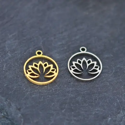 3pcs Lotus Flower Yoga Charm Stainless Steel Fashion Mini Mandala Pendant For Bracelet DIY Jewelry Making Wholesale