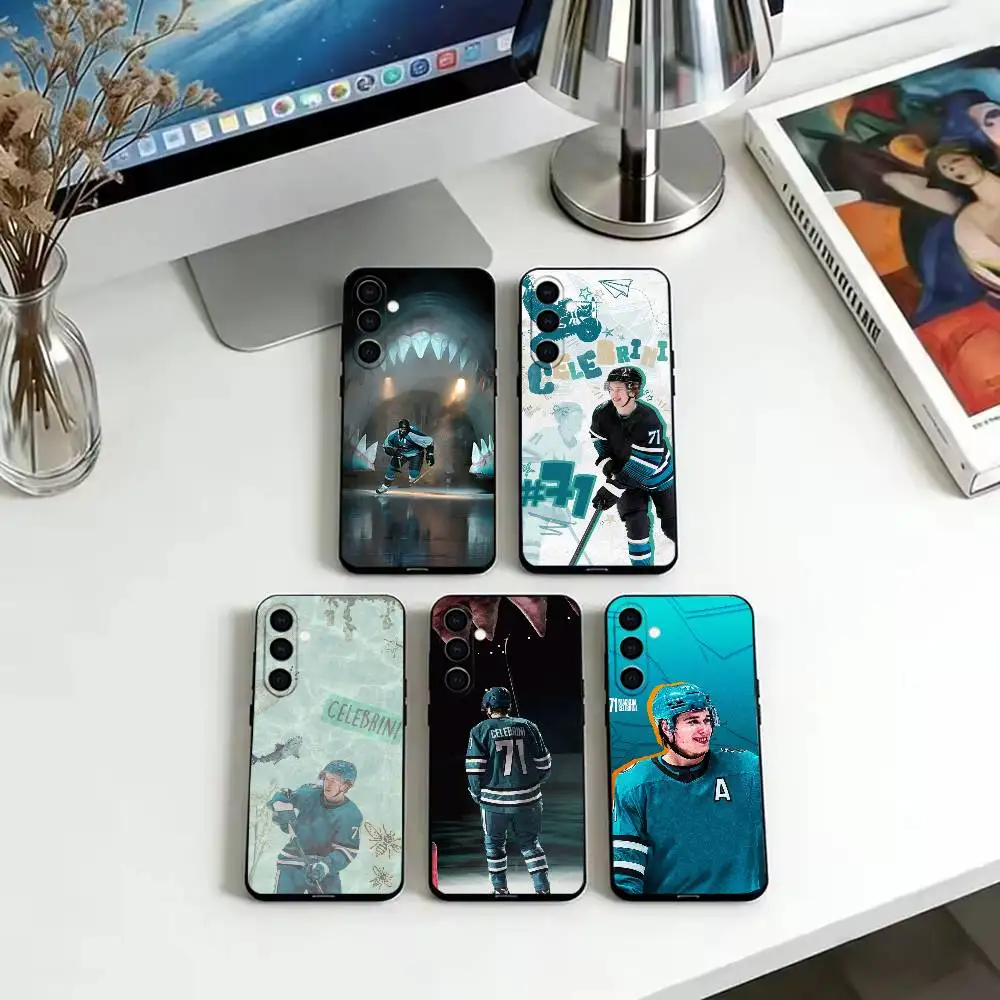 Macklin Celebrini San Jose Sharks  Phone Case For Samsung Galaxy A73,A72,A71,A70,A53,A52,A51,Soft Silicone Black Cover