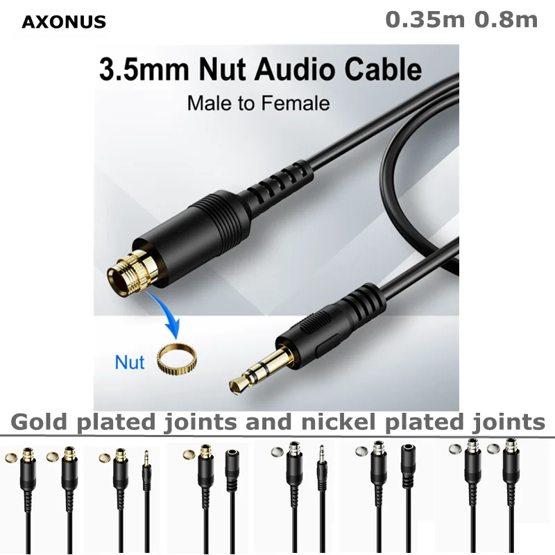 AUX 3.5mm Male to Female / Female to Female Locking Nut Panel Mount Cable Car Stereo Audio Adapter Converter Cord 0.35M  0.8M