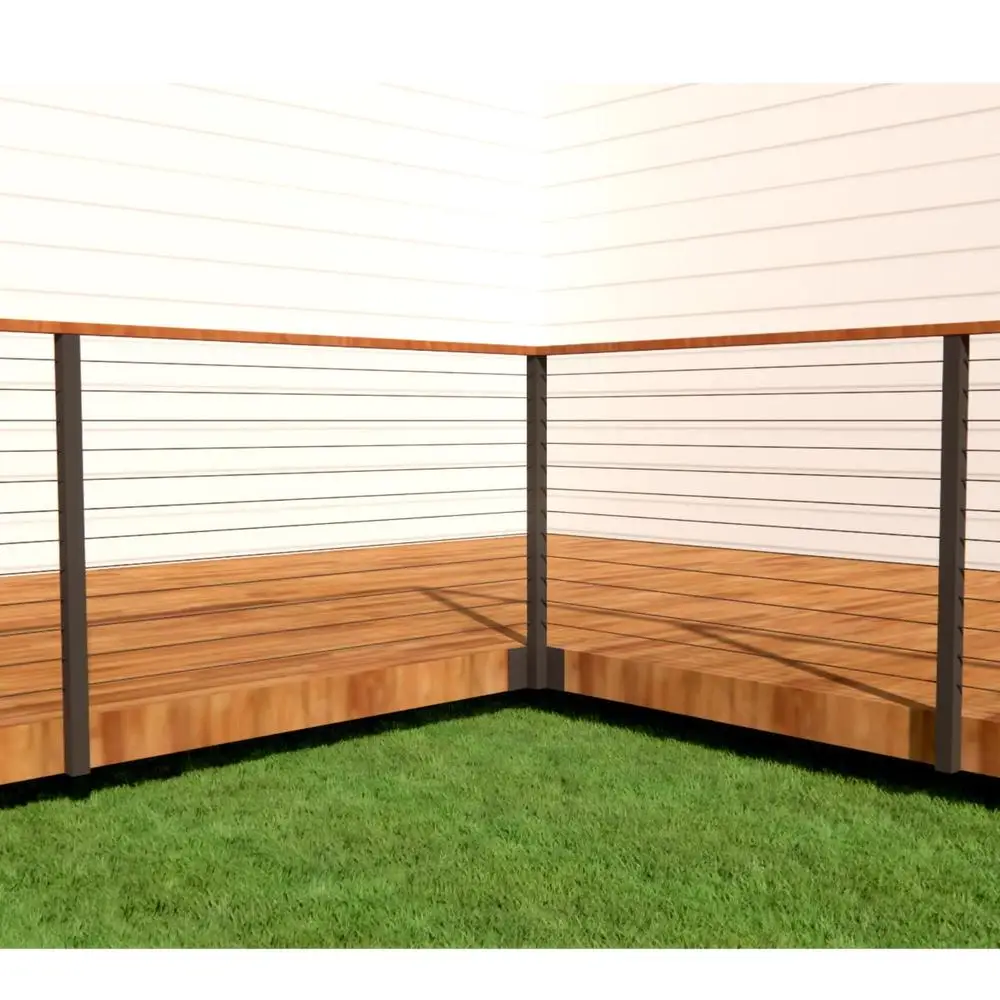 Stainless Steel Square Cable Railing Post 36"x2"x2" Fascia Mount Weldless Weather-Resistant Pre-Drilled Indoor/Outdoor Safety