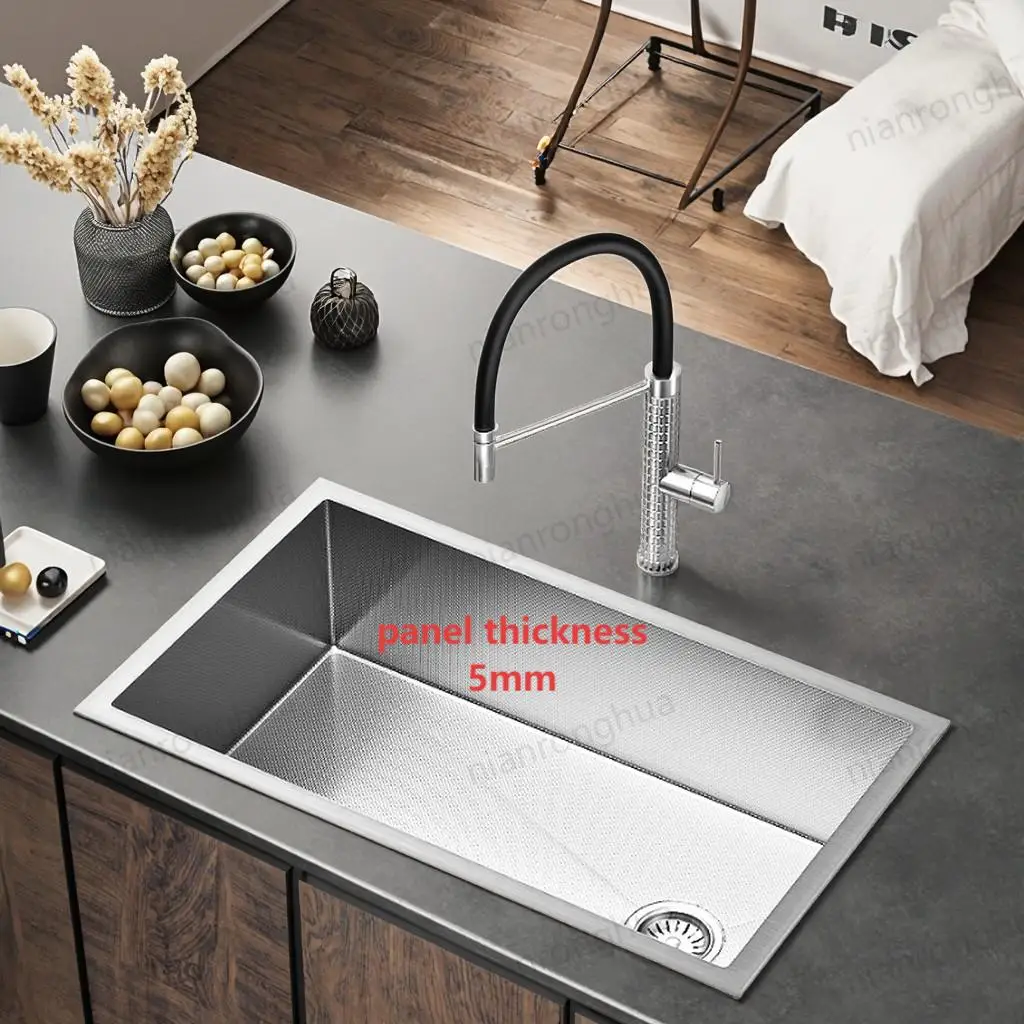 

silver Digital Display Kitchen Sink 304 Stainless Steel Honeycomb House Home Handmade Cup Washer Sink