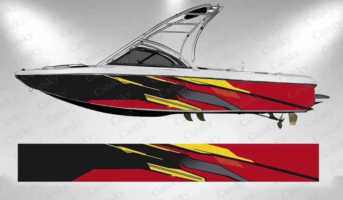 Abstract Irregular Mixed Color Lines Geometry Boat Wrap Sticker Vinyl Boat for Pontoon Deck Boat Fishing Platform Decal Sticker