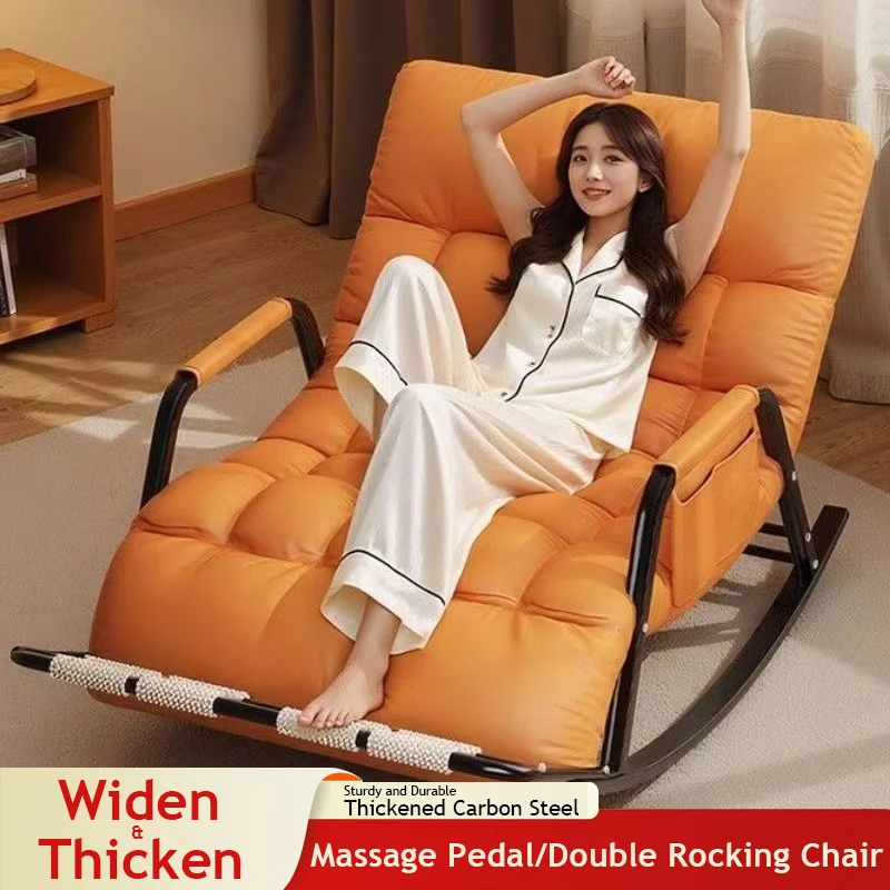 Double Rocking Chair Adults Casual Sleeping for Home Use, Nap Lounge Chair Balcony  Living Room Lazy Person Leisure Chair