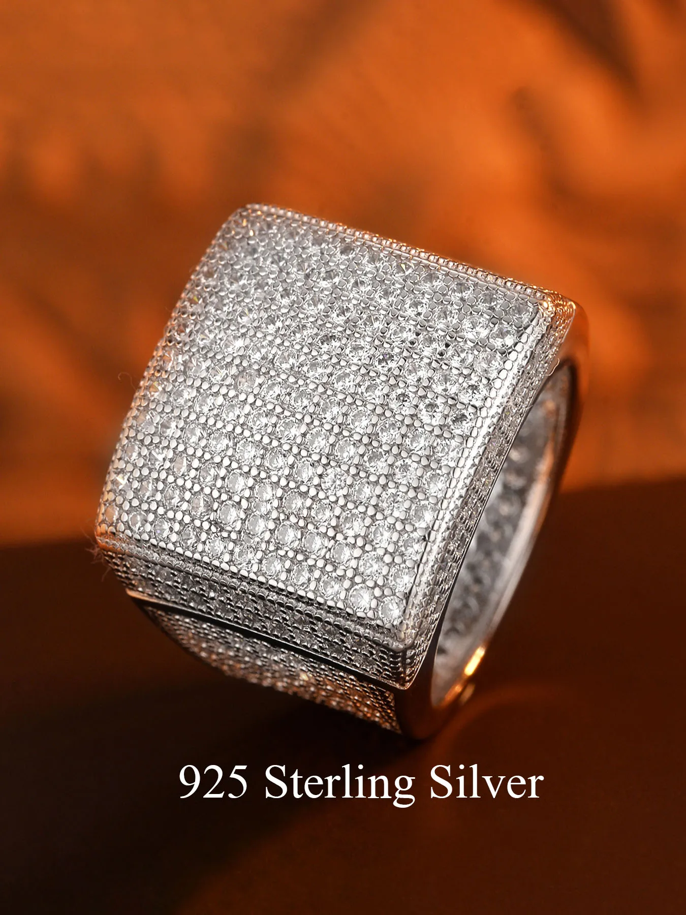 

925 Sterling Silver Lady's Wide Face Ring, Luxurious And Fashionable Square Design, Hip And Unique Style,Suitable For Daily Wear