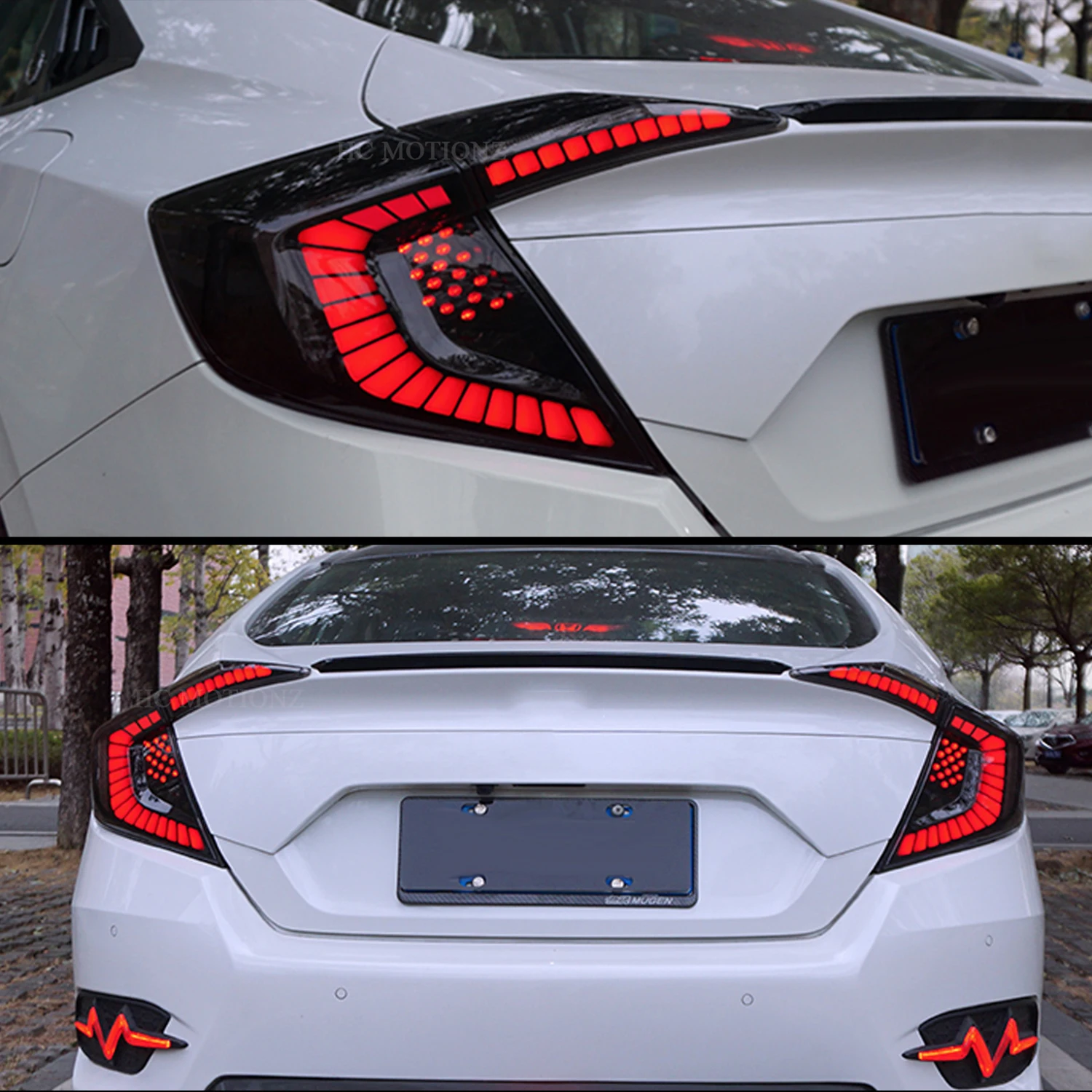 HCMOTIONZ Tail Lights for Honda Civic 2016-2021 10th Gen LED Back Lamps Assembly DRL Animation Lighting System U.S. Shipment