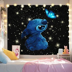 Disney Stitch Cartoon Tapestry Wall Hanging Home Background Decoration Student Dormitory Bedroom Living Room Kawaii Design