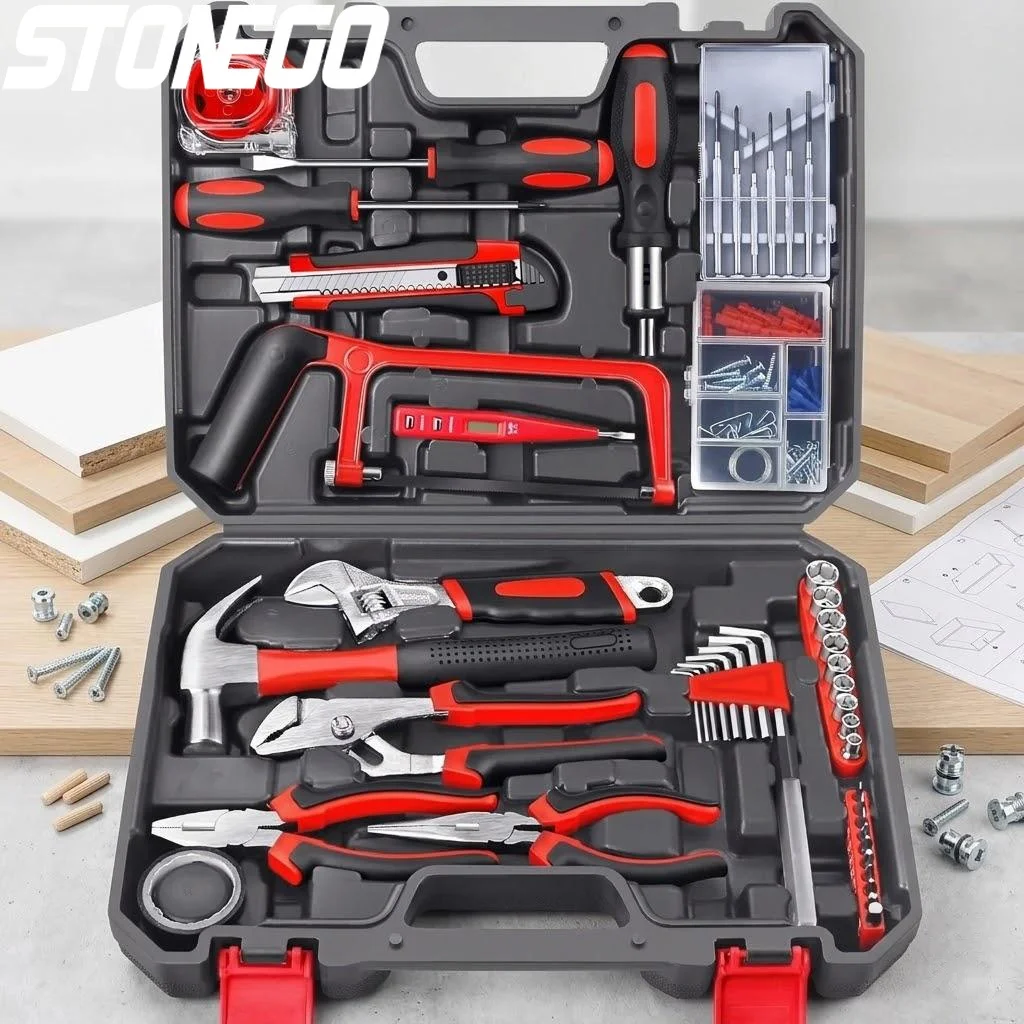 

19 43 108pcs Household Hand Tool Kit DIY Set Saw Screwdriver Hammer Tape Wrench Pliers Essential Tools for Home Improvement