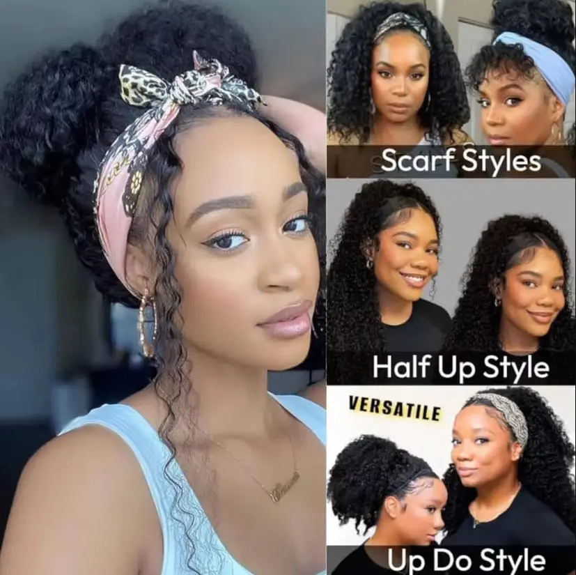 3-in-1 Multi-Wear Jerry Curly Halbperücke, natürliches Schwarz, brasilianisches Remy-Echthaar, maschinell gefertigt, 200 % dicke Dichte, nahtloses Flip-Over-Design, verstellbarer Kordelzug, Wear-and-Go für Damen – Detail 4