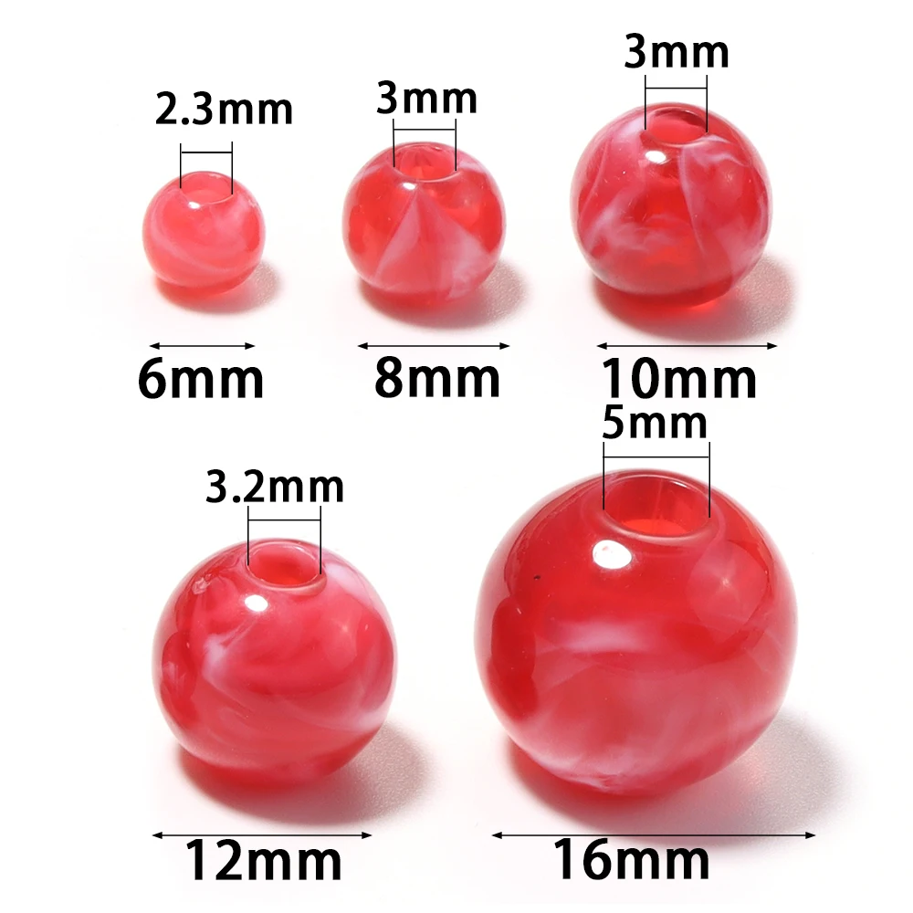 6/8/10/12/16mm Imitation Stone Round Acrylic Beads Colorful Loose Spacer Beads Clouds Effect Handmade Bracelet necklace Accessor