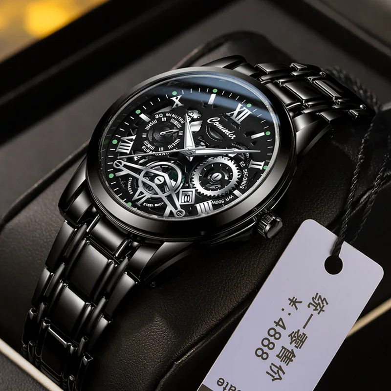 남성용 방수 야광 달력 시계, AliExpress 말린 새우, 틱톡, 쿠아이슈 원파이, 해외 무역 할로우